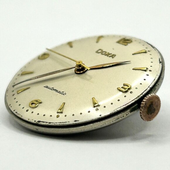 Vintage Doxa Automatic Watch Movement - Watch Head + Crown - WORKING - Picture 4 of 8